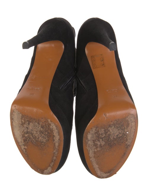 Gucci Suede Fringe Trim Accent Lace-Up Boots