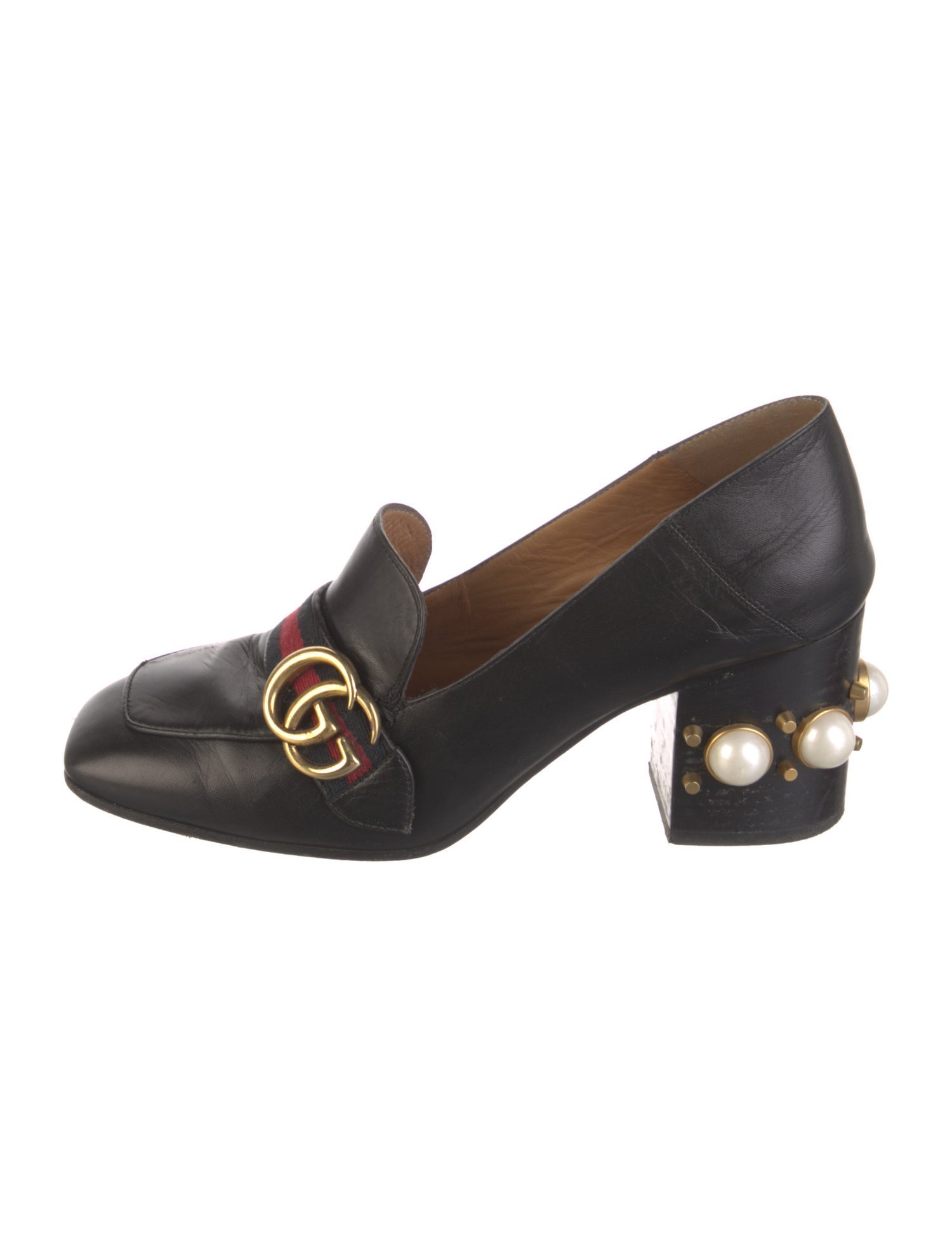 Gucci Double G Logo Leather Pumps