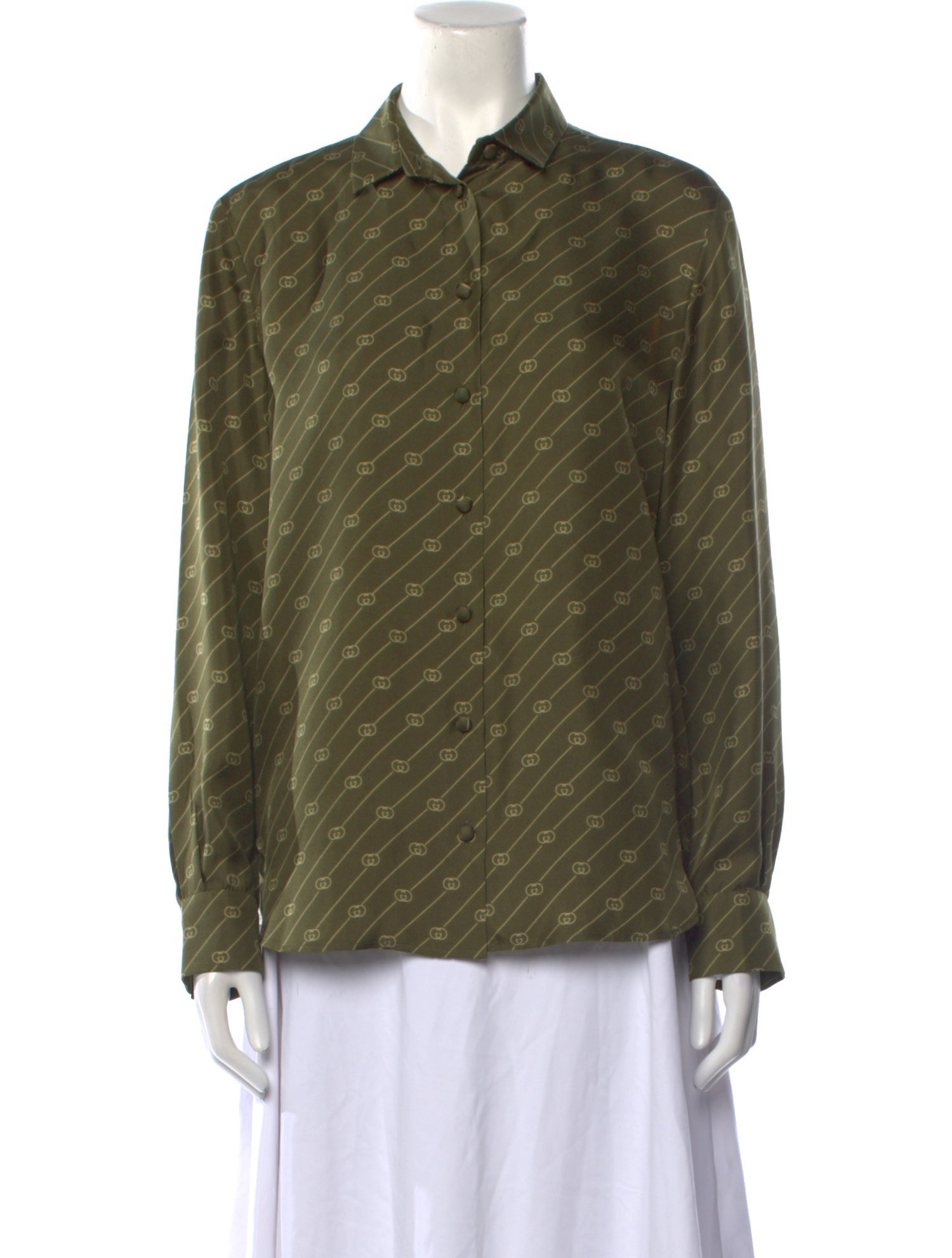 Gucci Silk Printed Button-Up Top