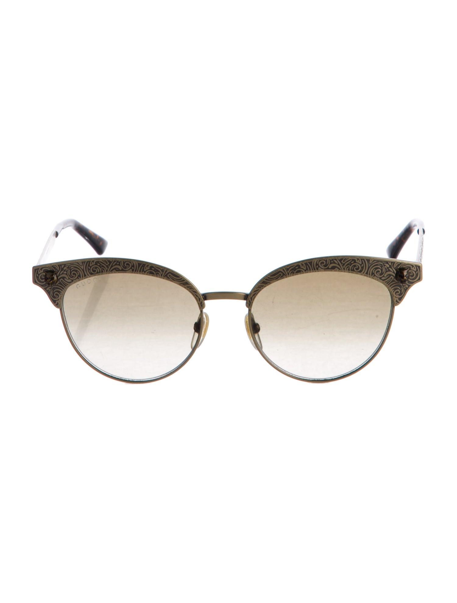 Gucci Feline Head Accent Wayfarer Sunglasses