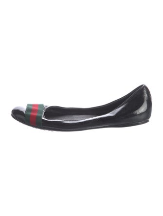 Gucci Web Accent Patent Leather Ballet Flats