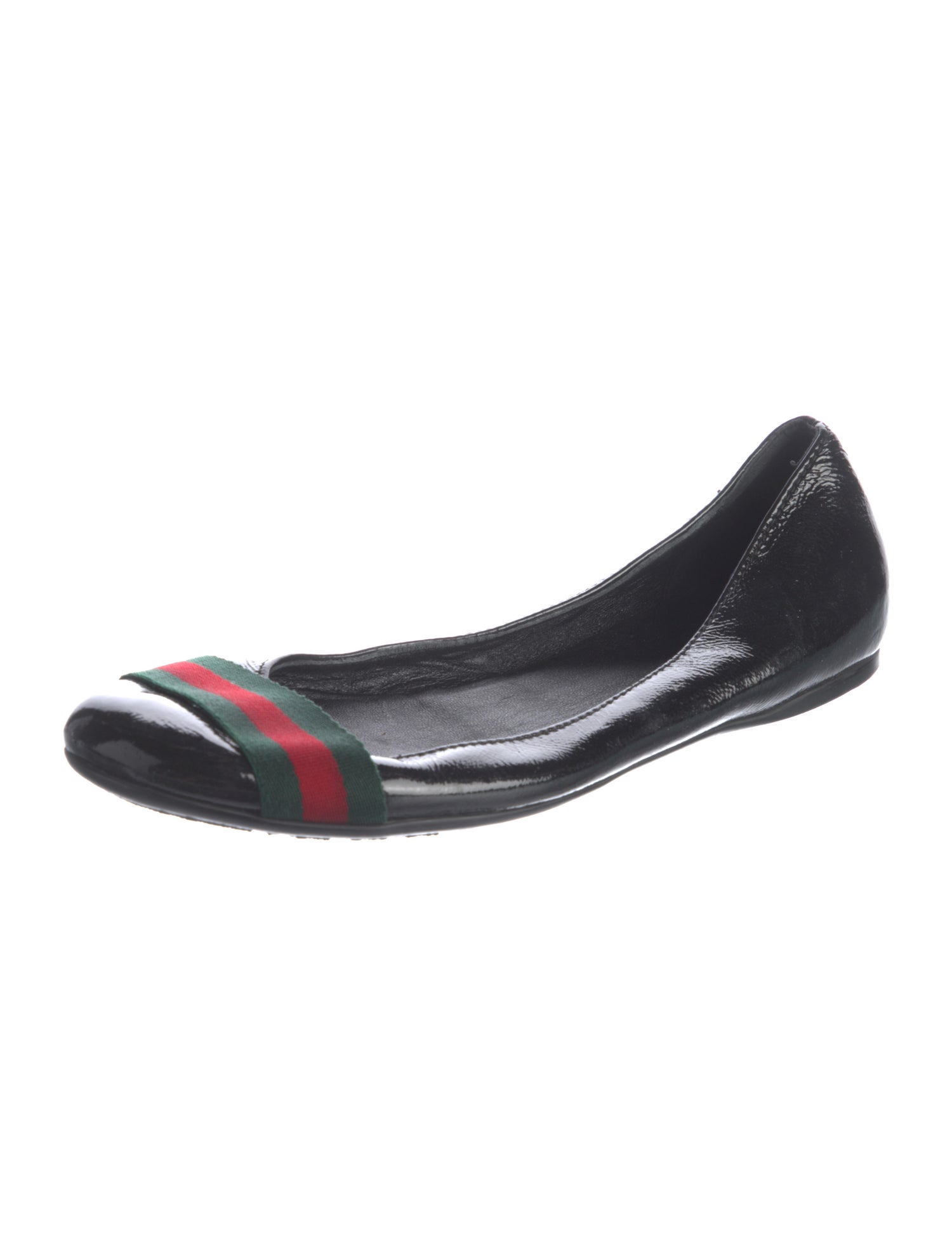 Gucci Web Accent Patent Leather Ballet Flats