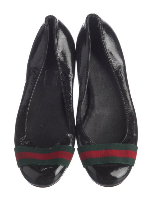 Gucci Web Accent Patent Leather Ballet Flats