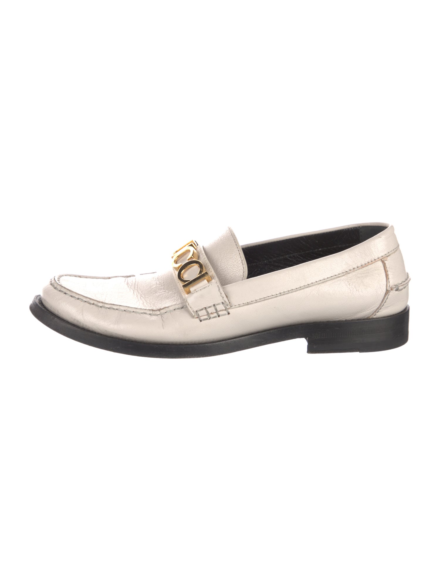 Gucci Chain-Link Accent Leather Loafers
