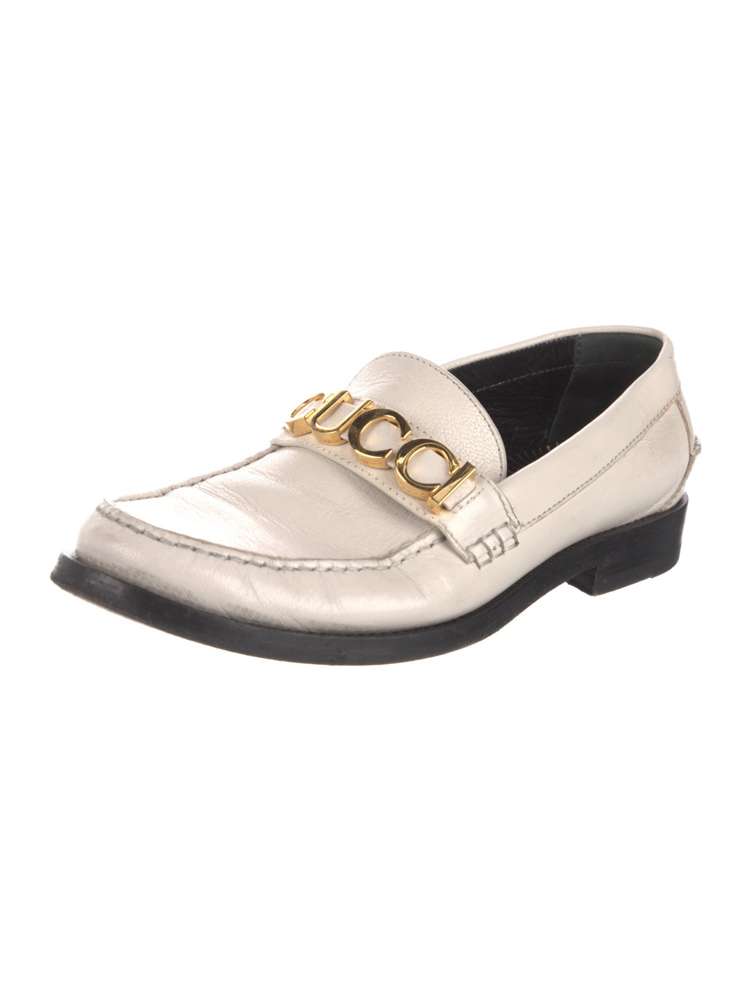 Gucci Chain-Link Accent Leather Loafers