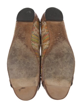 Gucci Horsebit Accent Raffia Ballet Flats