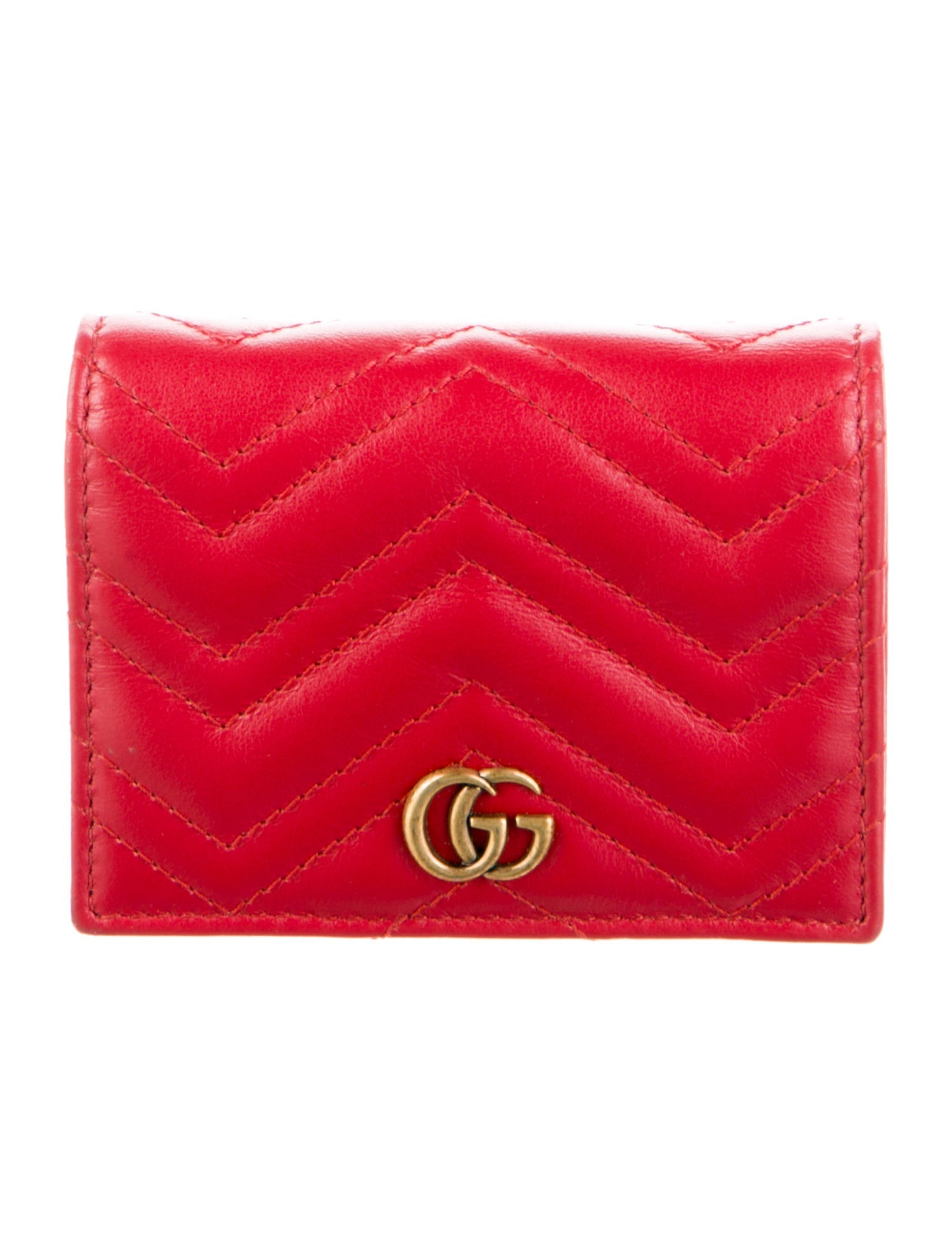 Gucci Matelasse GG Marmont Card Case Double G Logo Compact Wallet