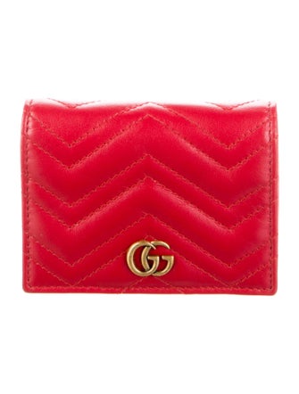 Gucci Matelasse GG Marmont Card Case Double G Logo Compact Wallet