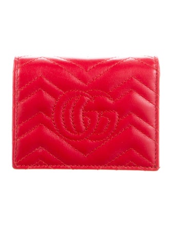 Gucci Matelasse GG Marmont Card Case Double G Logo Compact Wallet