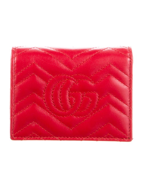 Gucci Matelasse GG Marmont Card Case Double G Logo Compact Wallet