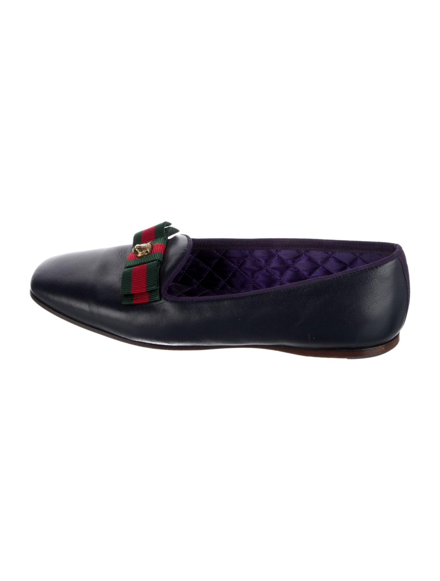 Gucci Web Accent Leather Loafers