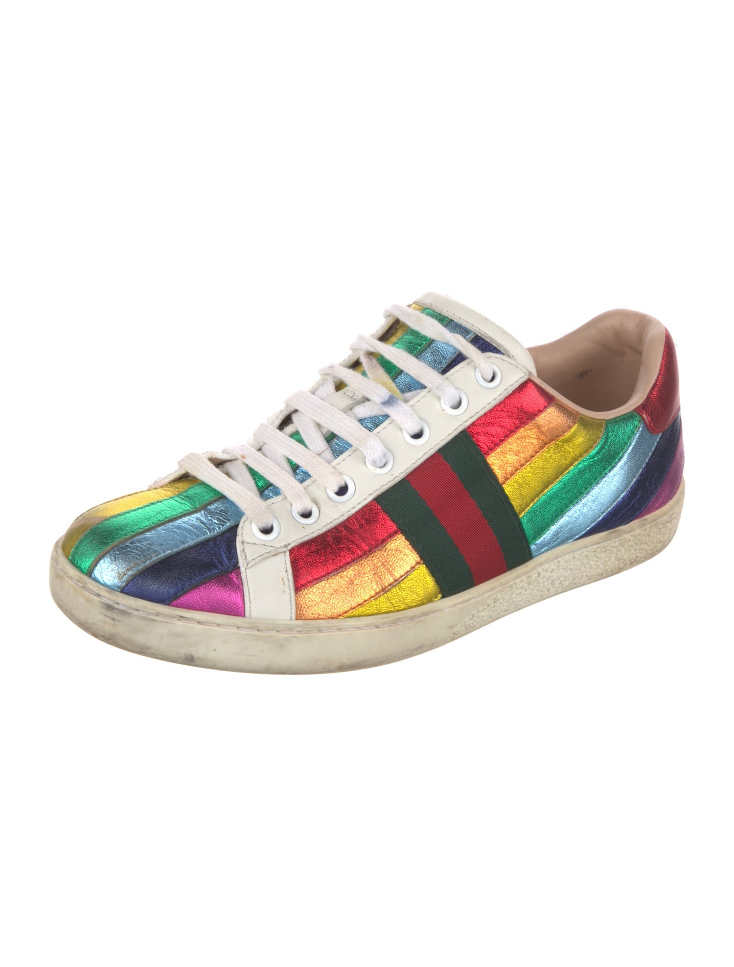 Gucci Web Accent Leather Sneakers
