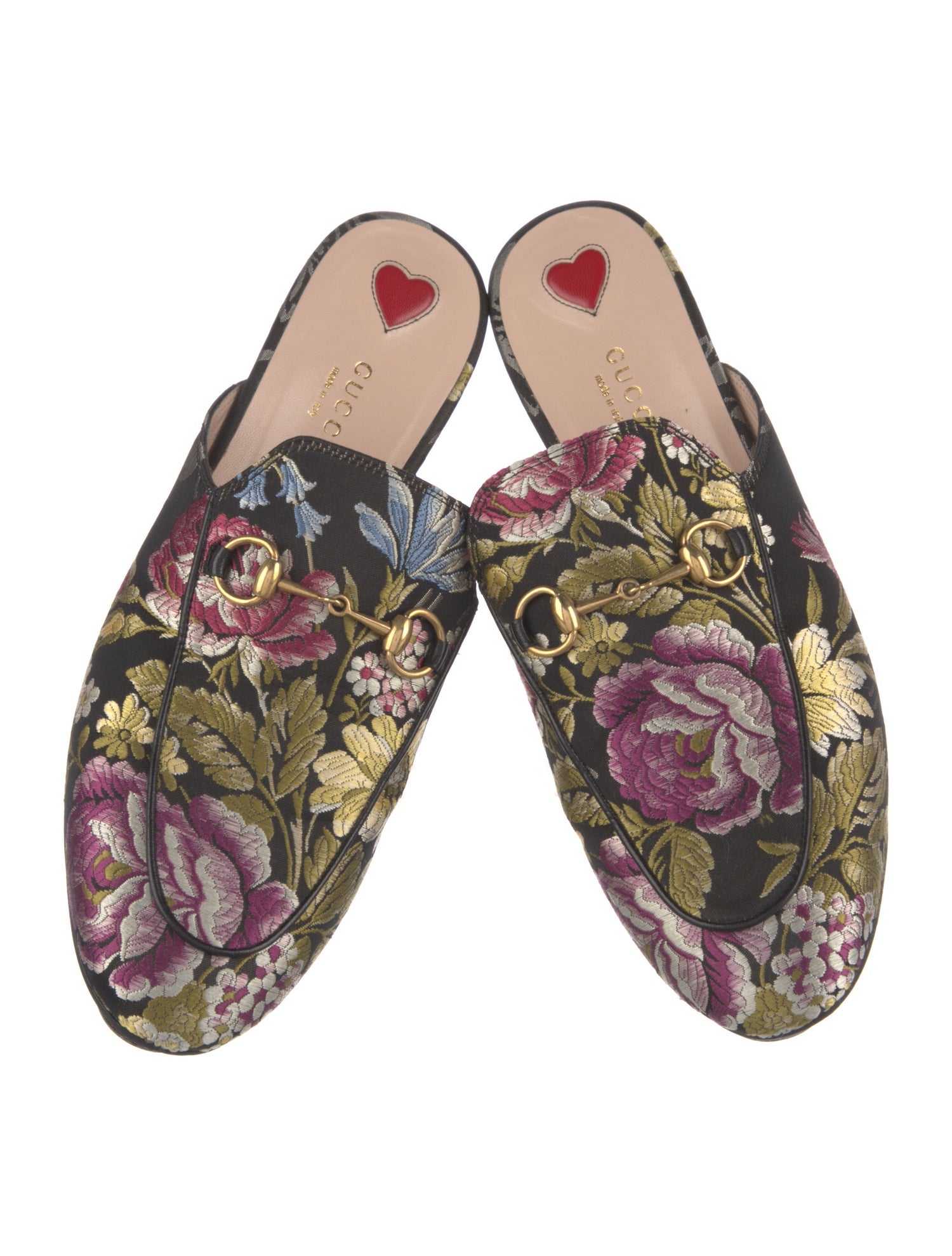 Gucci Flora Print Satin Mules