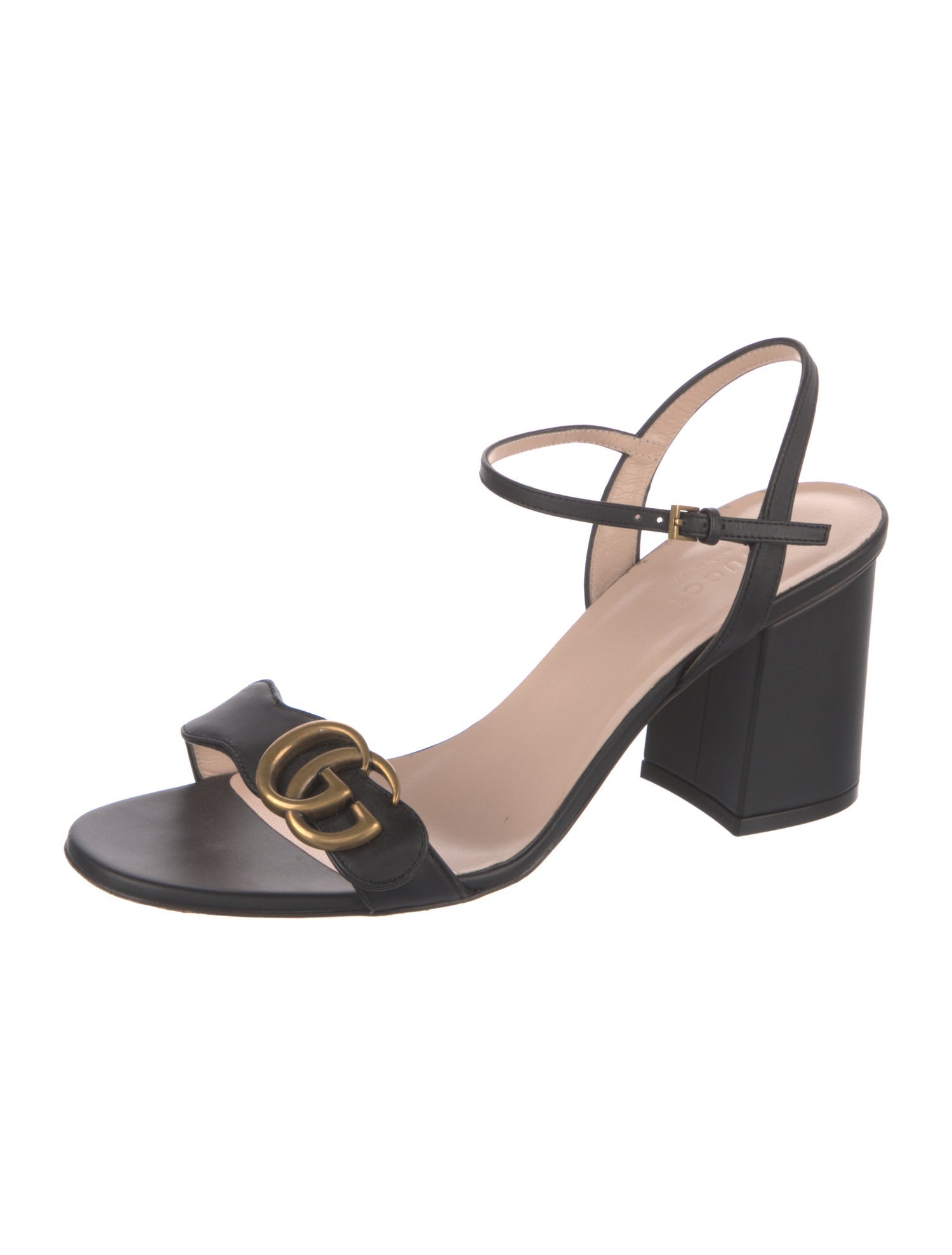 Gucci Double G Logo Leather Sandals