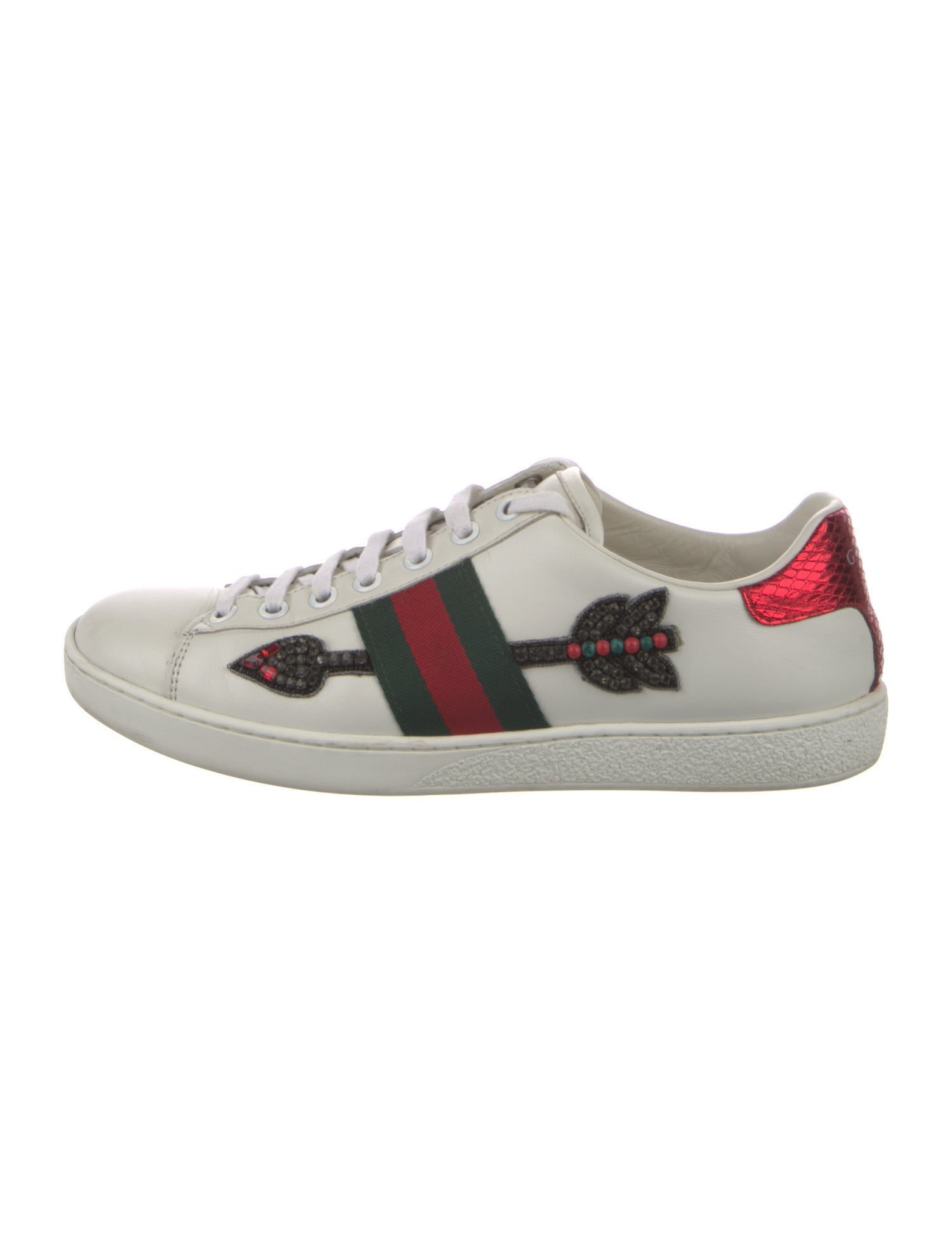 Gucci Web Accent Leather Sneakers