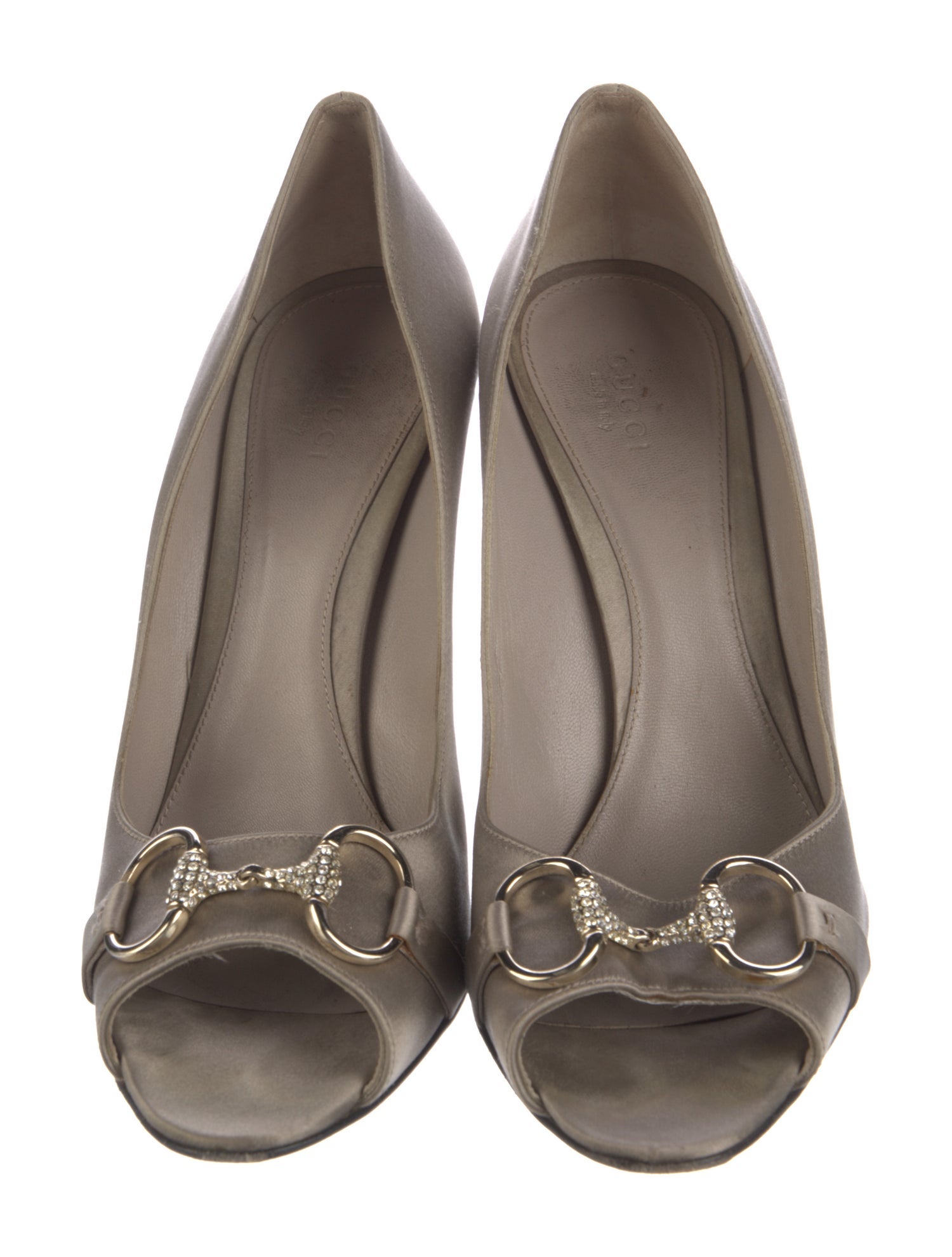 Gucci Horsebit Accent Satin Pumps