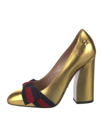 Gucci Sylvie Web Accent Leather Pumps