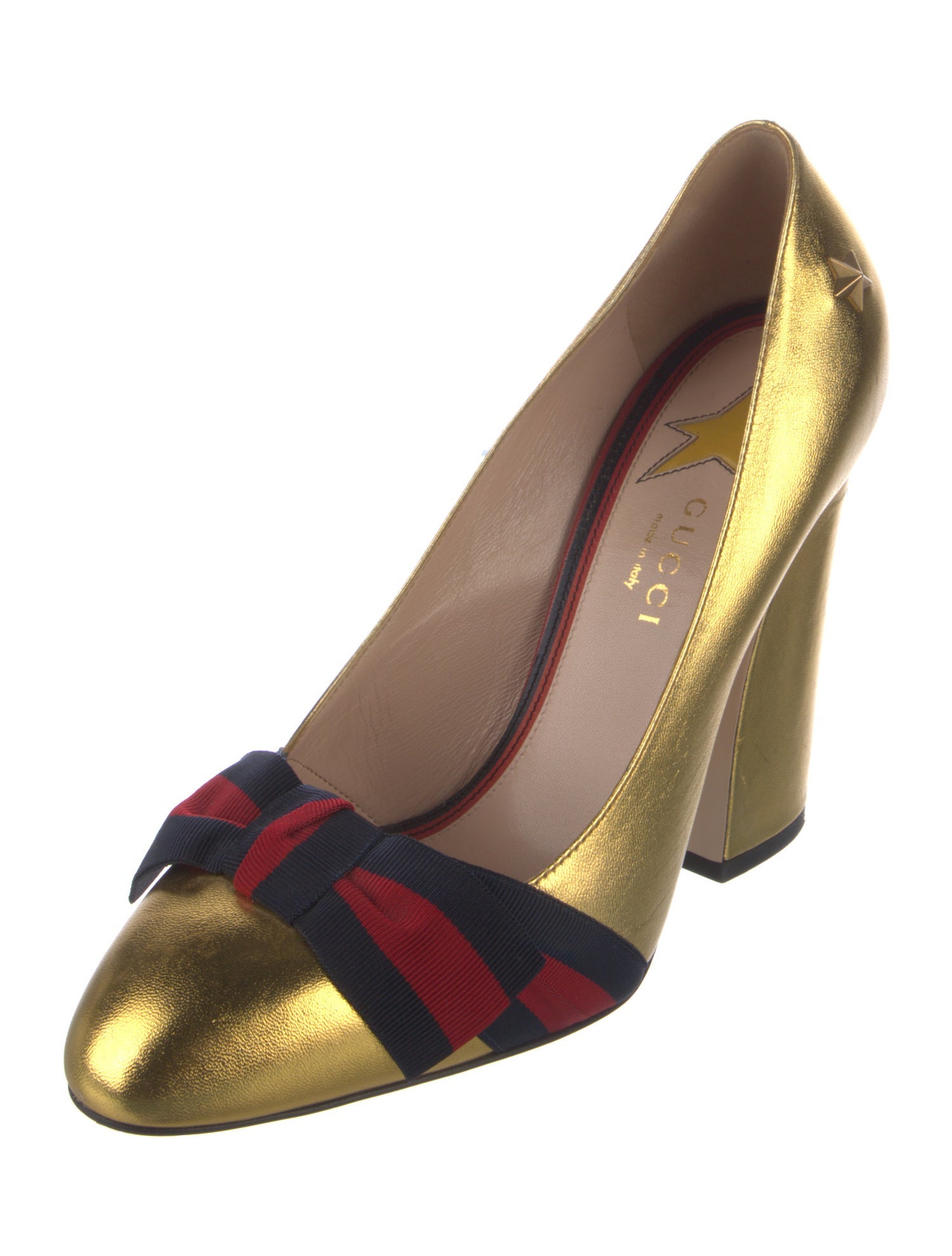 Gucci Sylvie Web Accent Leather Pumps