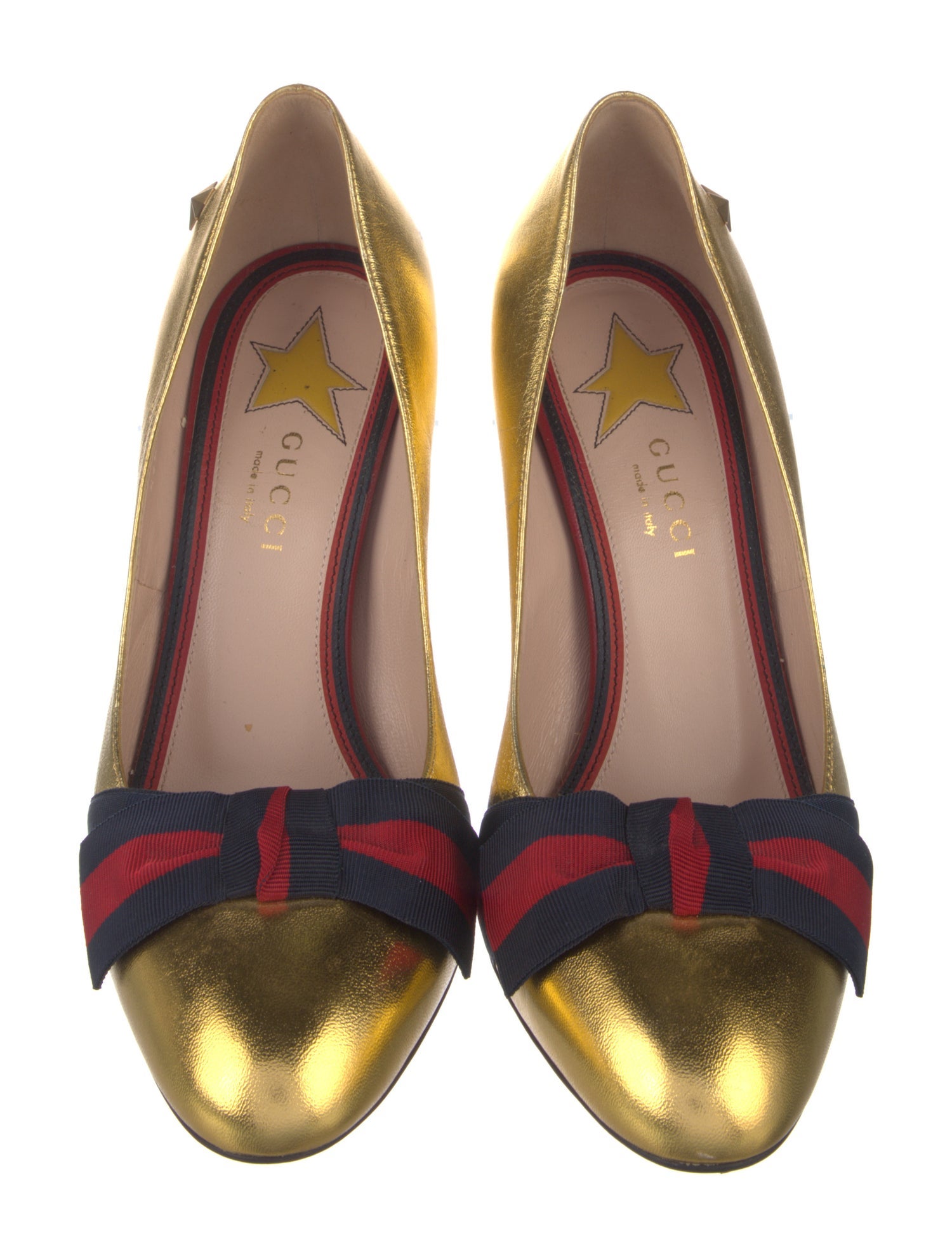 Gucci Sylvie Web Accent Leather Pumps