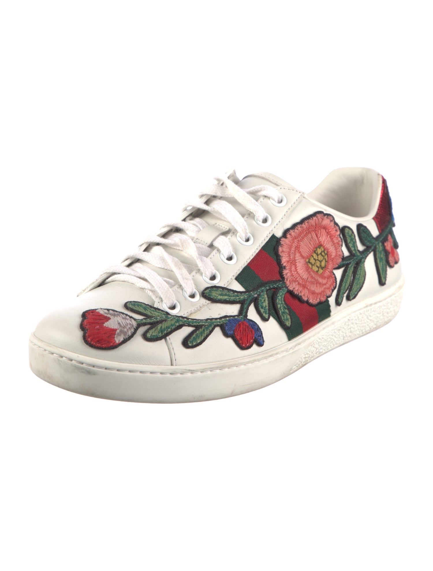 Gucci Web Accent Leather Sneakers