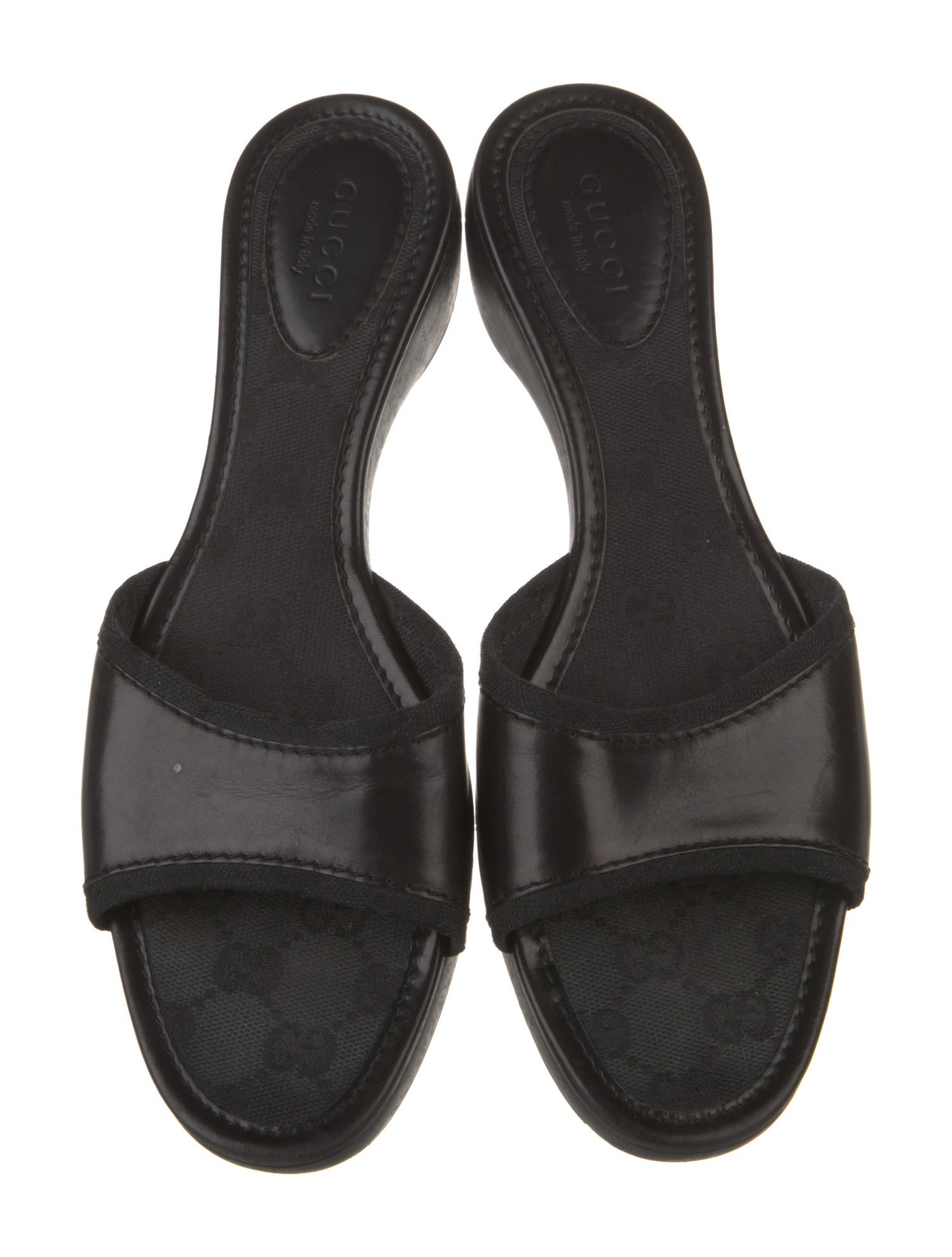 Gucci GG Canvas Leather Slides