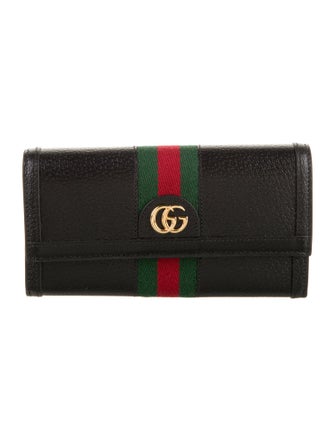 Gucci Web Accent Leather Continental Wallet