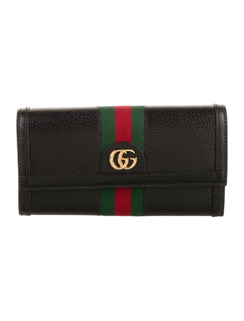 Gucci Web Accent Leather Continental Wallet