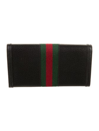 Gucci Web Accent Leather Continental Wallet
