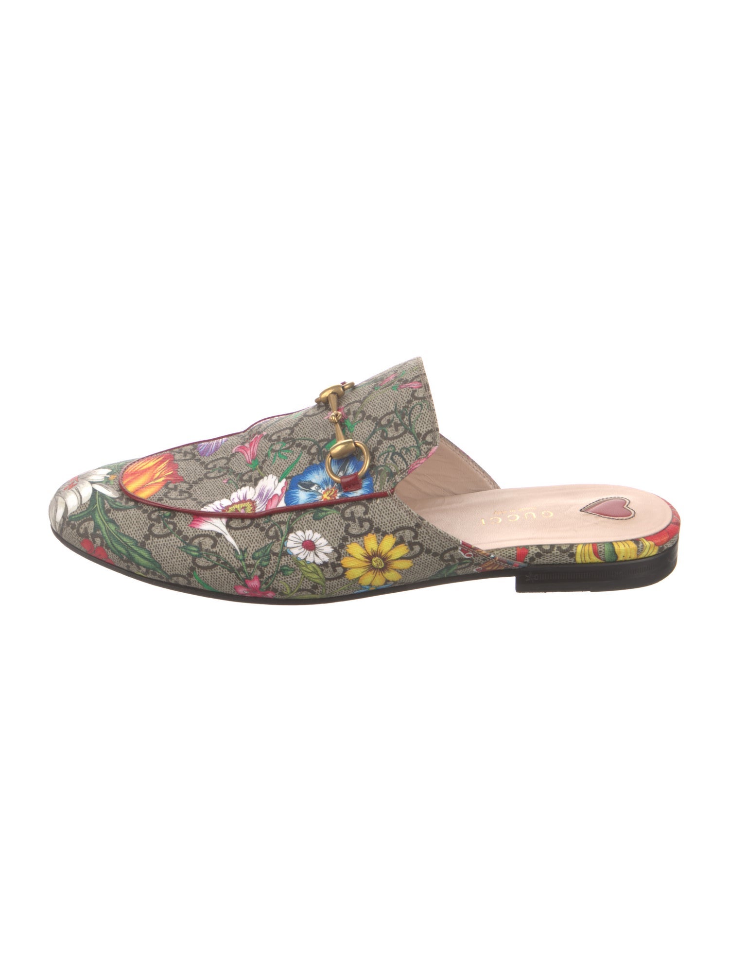 Gucci GG Supreme Leather Trim Embellishment Mules