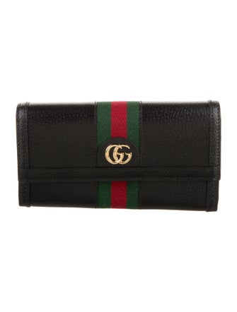 Gucci Web Accent Leather Continental Wallet