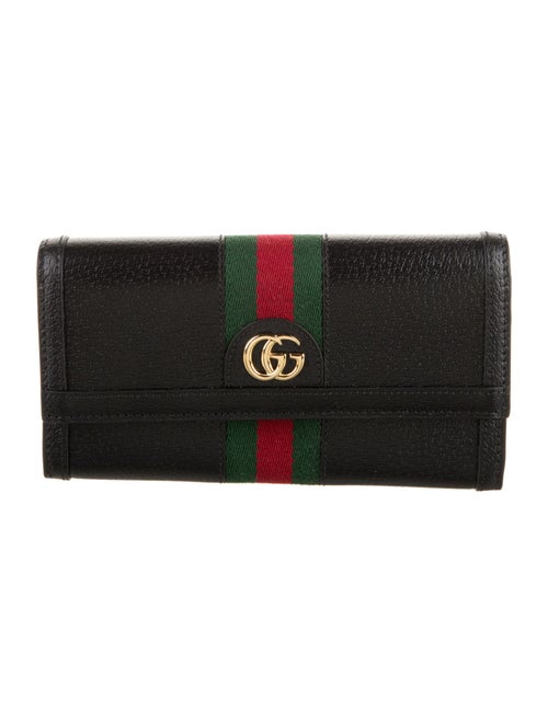 Gucci Web Accent Leather Continental Wallet