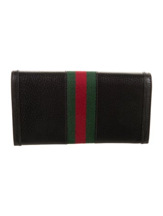 Gucci Web Accent Leather Continental Wallet