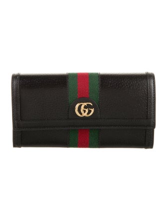 Gucci Web Accent Leather Continental Wallet