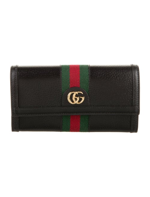 Gucci Web Accent Leather Continental Wallet