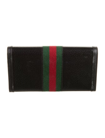 Gucci Web Accent Leather Continental Wallet