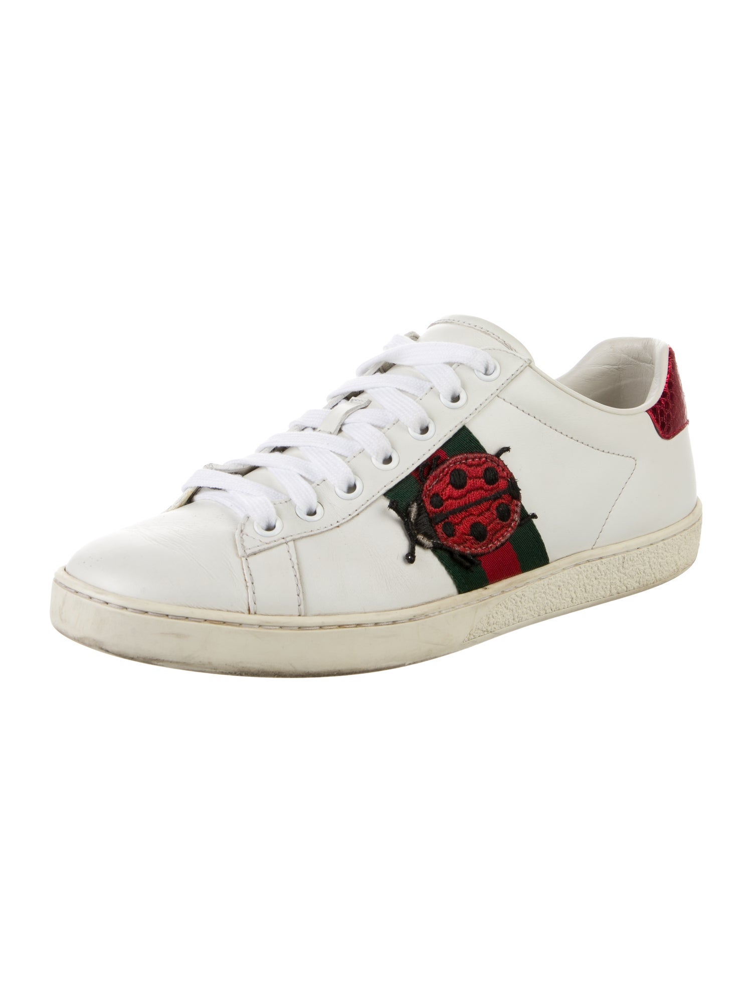 Gucci Web Accent Leather Sneakers