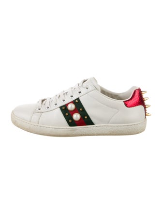 Gucci Web Accent Leather Sneakers