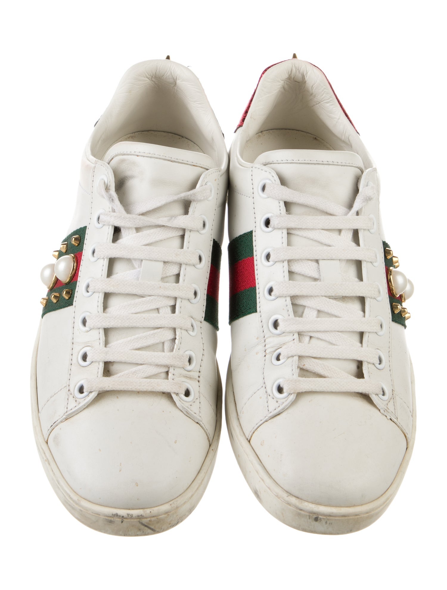 Gucci Web Accent Leather Sneakers