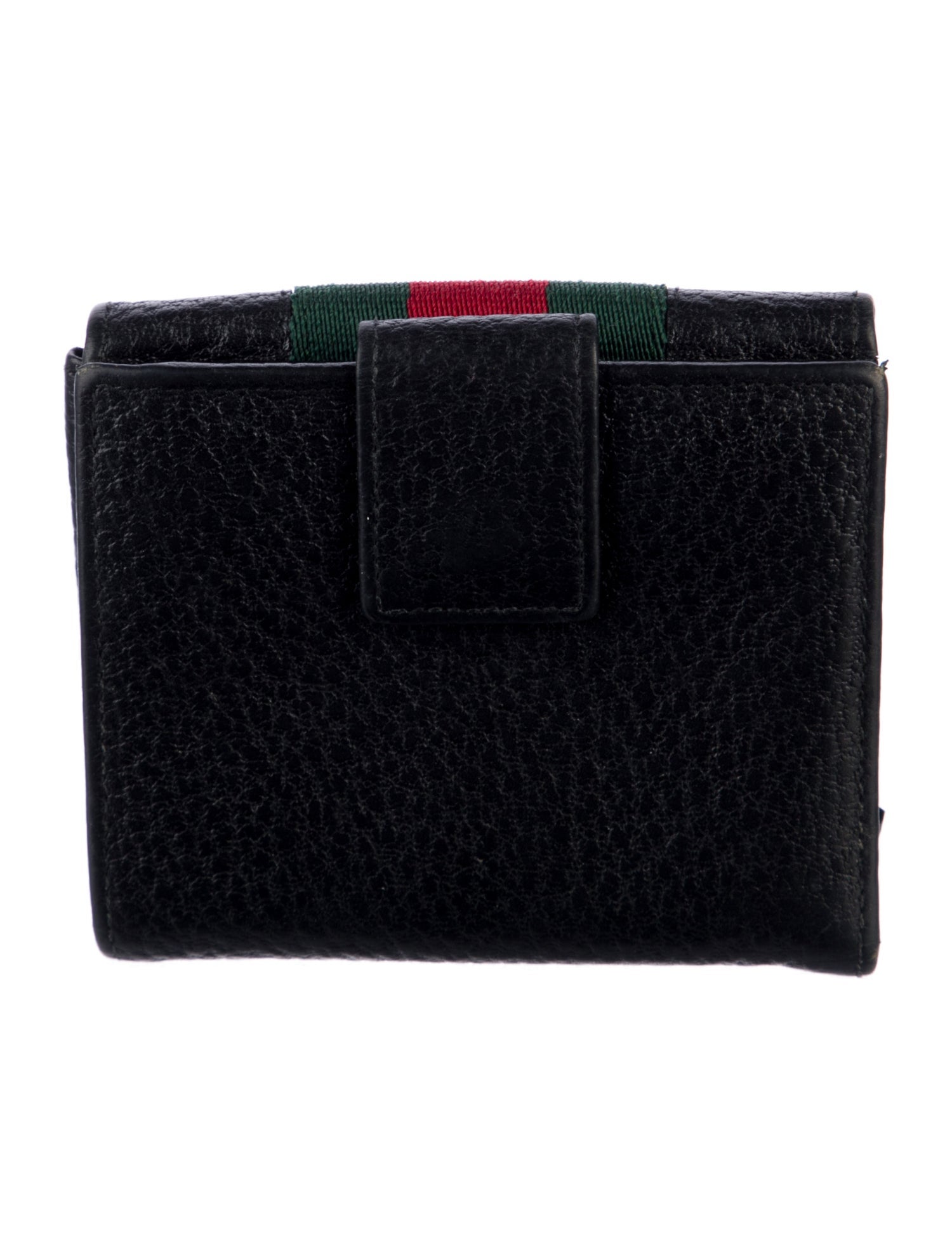Gucci Web Accent Leather Compact Wallet