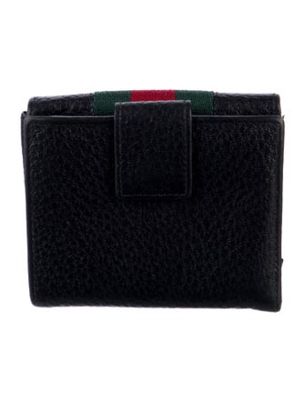 Gucci Web Accent Leather Compact Wallet