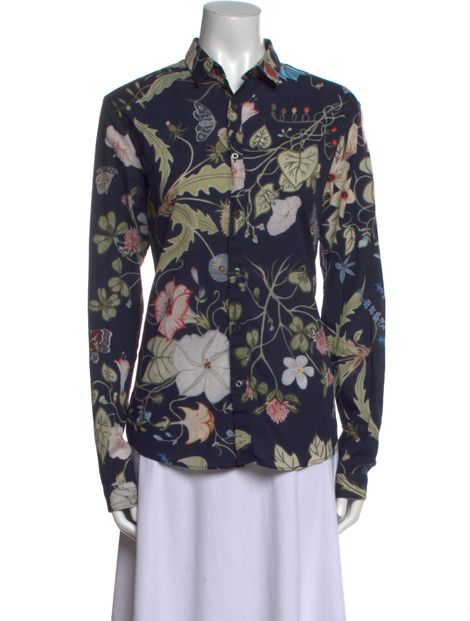 Gucci Floral Print Long Sleeve Button-Up Top