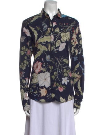 Gucci Floral Print Long Sleeve Button-Up Top