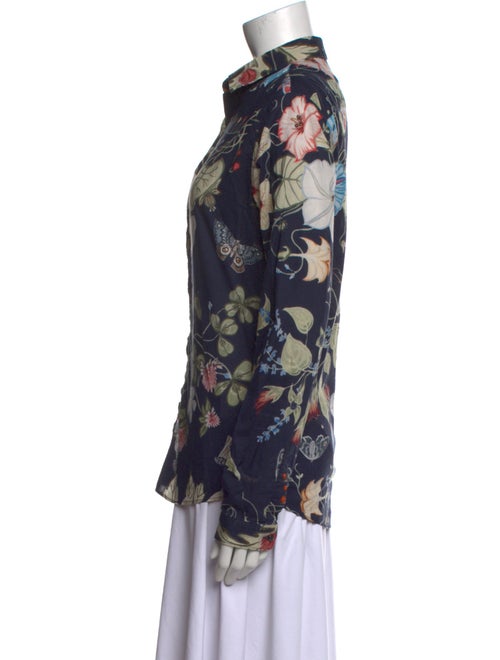 Gucci Floral Print Long Sleeve Button-Up Top