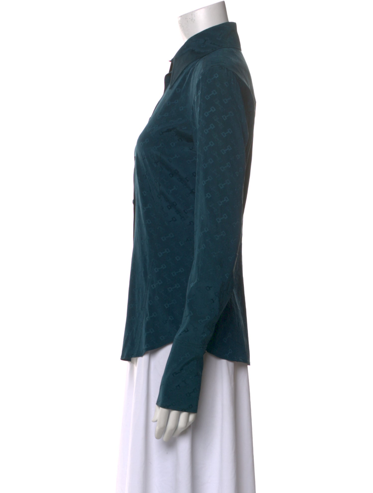 Gucci Silk Long Sleeve Button-Up Top