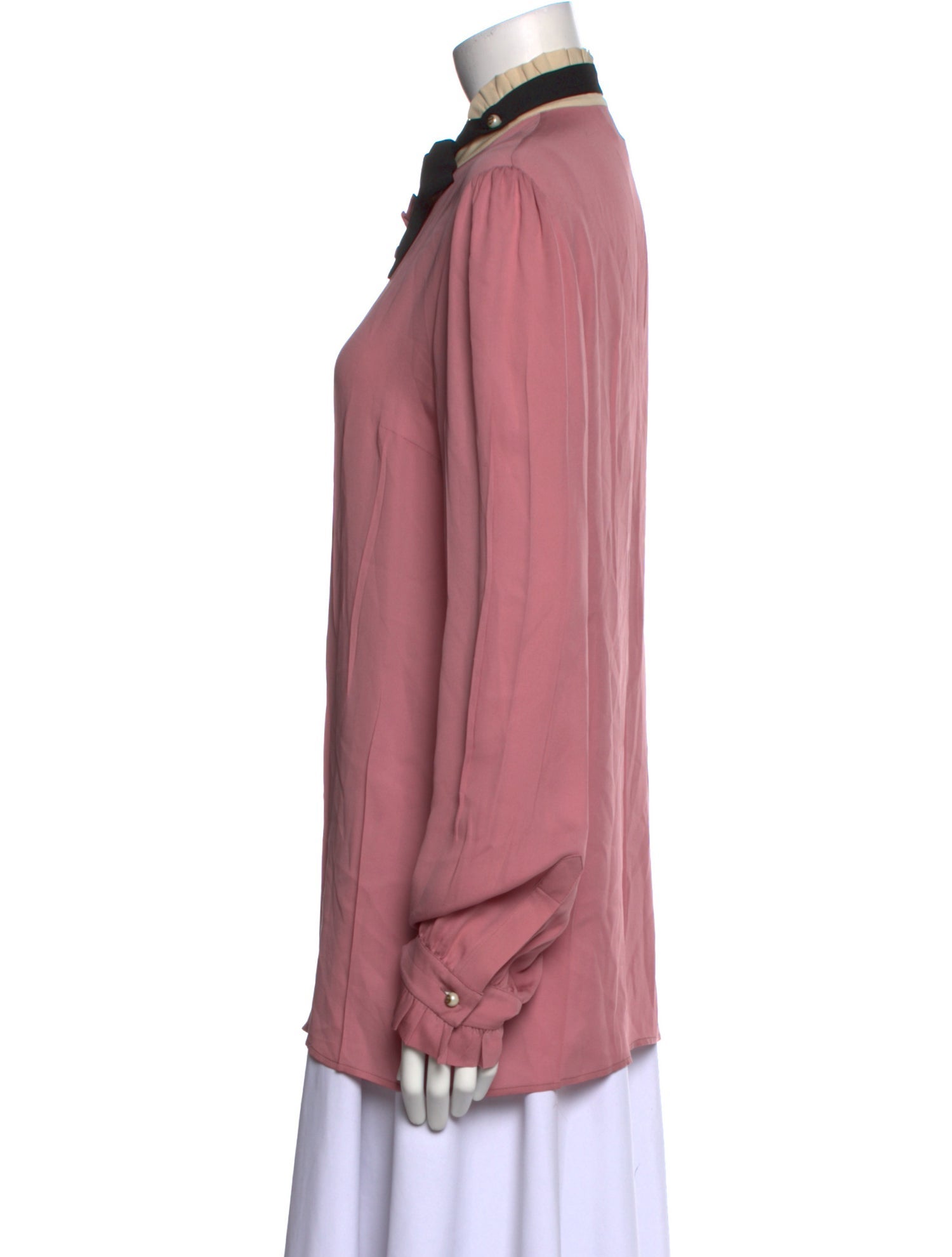 Gucci Silk Long Sleeve Button-Up Top