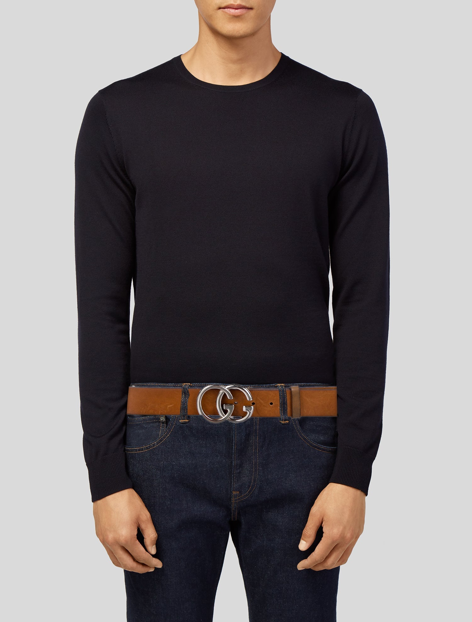 Gucci Double G Logo Leather Belt