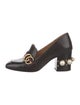 Gucci Faux Pearl Accents Leather Pumps