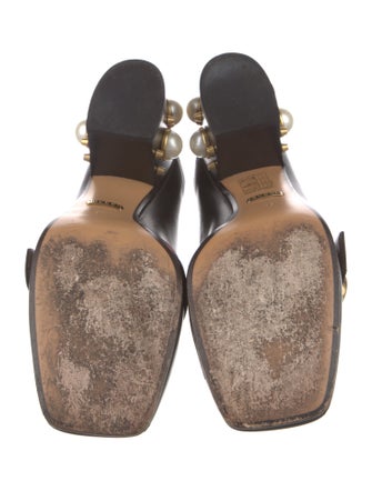 Gucci Faux Pearl Accents Leather Pumps
