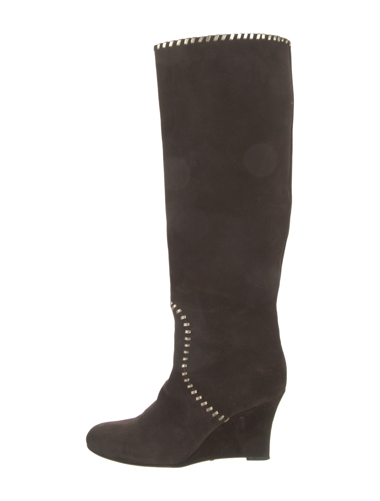 Gucci Suede Whipstitch Trim Boots