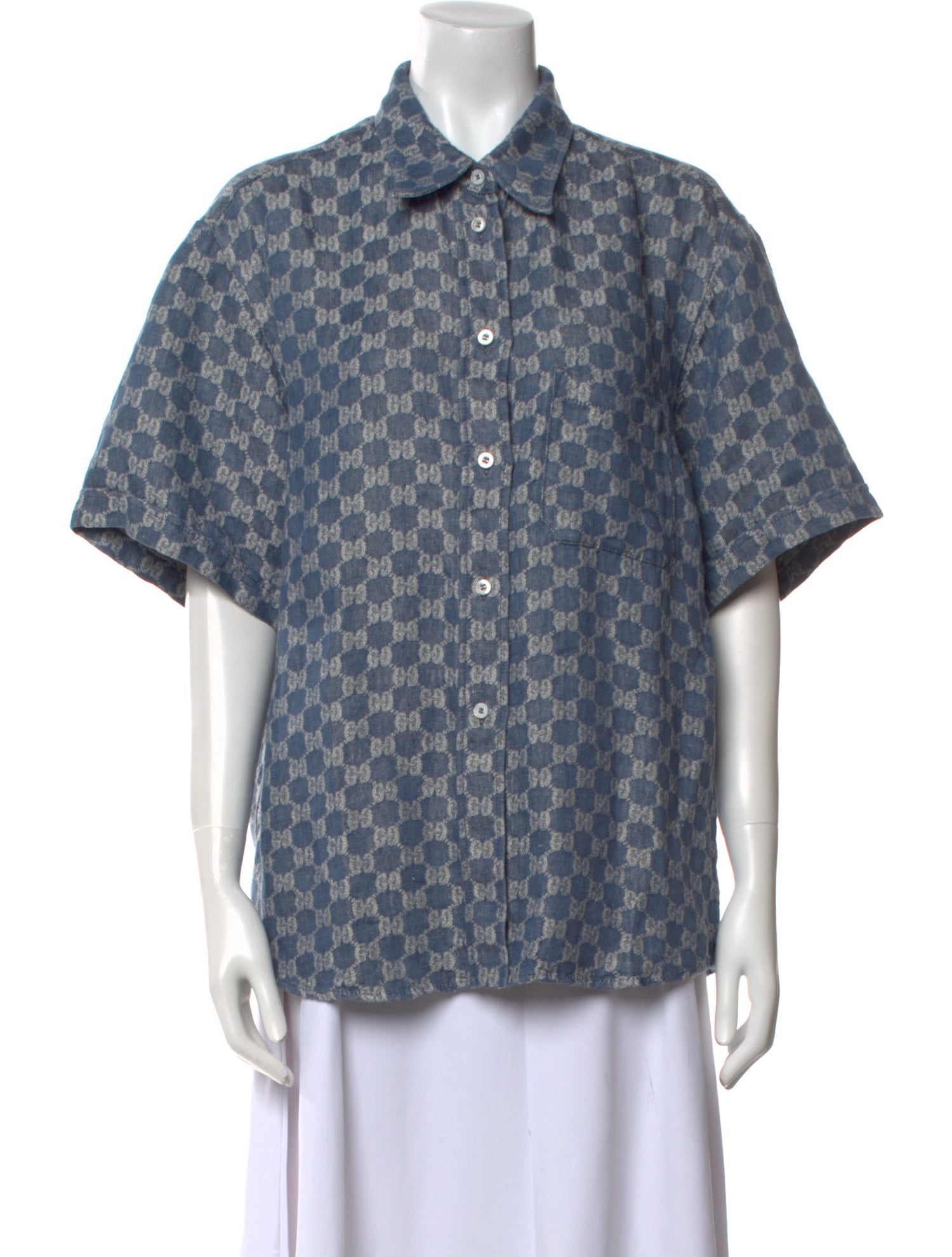 Gucci Linen Printed Button-Up Top